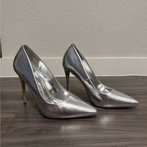 Miss Lola Metallic Silver Stiletto Heels